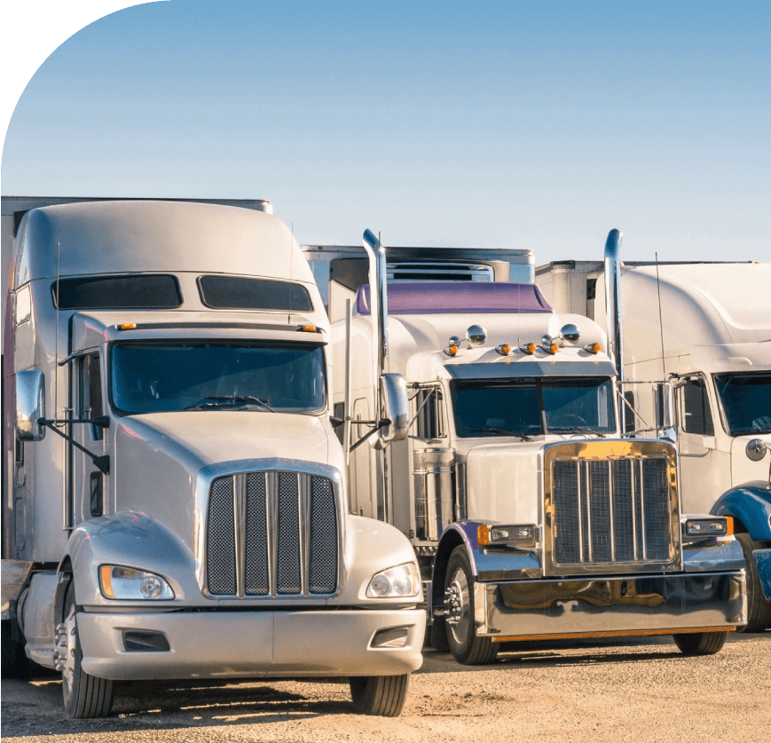 Generic semi-trucks in a parking lot